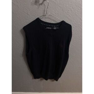 Mens Chaps Pullover Sweater Vest Navy 100% Cotton Size‎ Large